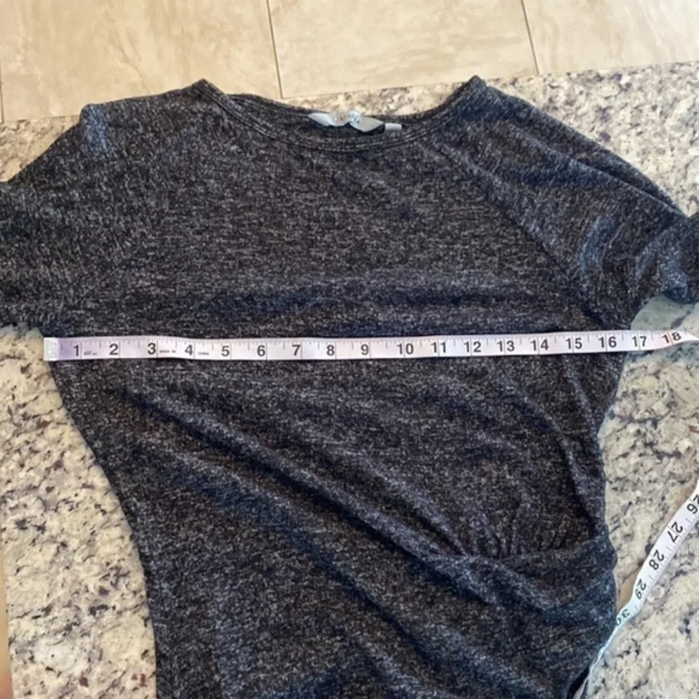 Athleta Solitude Black Marled Gathered Long sleeve knit dress O19